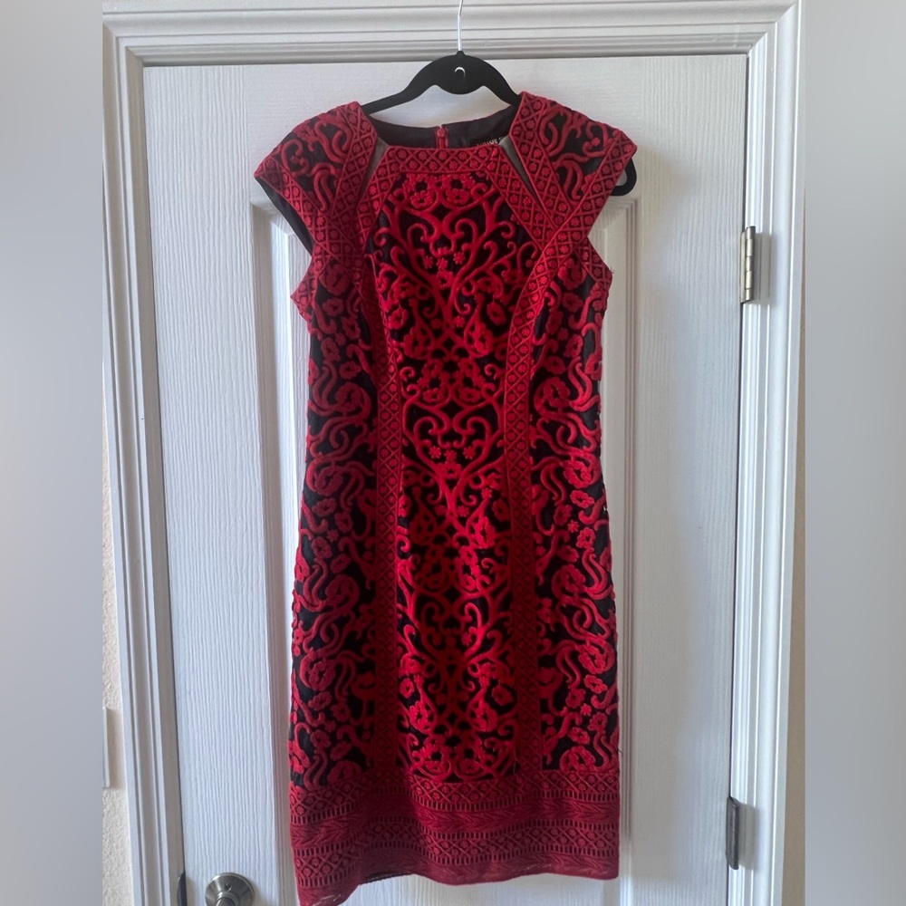Tadashi Shoji black and red dress